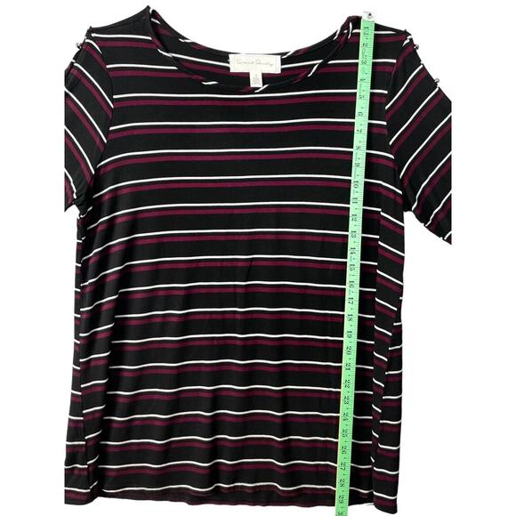 French Laundry Women Striped 3/4 Sleeve Top Snap Button SZ/1X - Picture 6 of 9